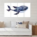 East Urban Home Blue Whale on White IV - 4 Piece Wrapped Canvas Graphic Art Canvas in Blue/White | 28 H x 48 W x 1 D in | Wayfair