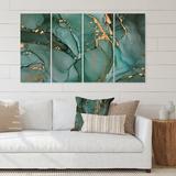 East Urban Home Turquoise & Gray Luxury Abstract Fluid Art IV - 4 Piece Wrapped Canvas Graphic Art Canvas in Blue/Gray/Green | Wayfair