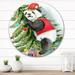 East Urban Home Panda Wearing A Christmas Elf Hat - Children's Art Metal Circle Wall Art Metal in Green/Red | 11 H x 11 W x 1 D in | Wayfair