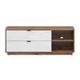 Meuble tv 2 tiroirs 2 niches 156 cm blanc et naturel