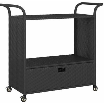 Vidaxl - Barwagen mit Schublade Schwarz 100x45x97 cm Poly Rattan