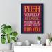 Trinx Inspirational Quote Canvas Push Yourself Wall Art Motivational Motto Inspiring Prints Artwork Decor Ready To Hang Canvas in Red/Yellow | Wayfair