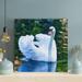 Everly Quinn A Big White Swan On The Water - 1 Piece Rectangle Graphic Art Print On Wrapped Canvas in Gray/Green | 12 H x 12 W x 2 D in | Wayfair
