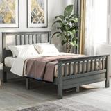 Red Barrel Studio® Wood Platform Bed w/ Headboard + Footboard, No Box Spring Needed Full () Wood in Gray | 42 H x 59 W x 78.7 D in | Wayfair