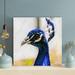Rosdorf Park Blue Peacock In Close Up Photography 6 - 1 Piece Rectangle Graphic Art Print On Wrapped Canvas in Blue/White | Wayfair