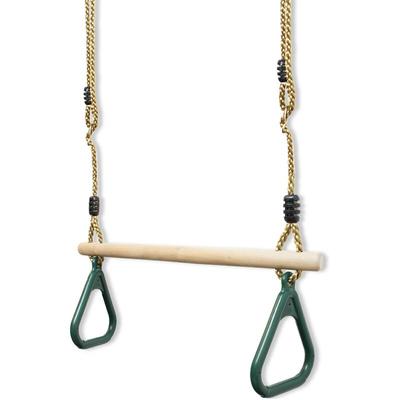 Leogreen - Wooden Trapeze Swing, Children Gym Bar & Rings, Grün, 200 cm, Material: Holz, Maximale Image