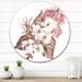East Urban Home Bouquet Of White Tropical Flowers II - Traditional Metal Circle Wall Art Metal in Pink/Red | 23 H x 23 W x 1 D in | Wayfair