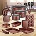 NutriChef 20 Pieces Aluminum Non Stick Cookware Set Non Stick/Aluminum in Brown/Gray | Wayfair NCCW20SBR