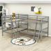 QYUF Twin Over Twin L-Shaped Bunk Beds w/ 2 Ladders in Gray | 59 H x 79 W x 117 D in | Wayfair QYU220323V9XBTNE-Gray
