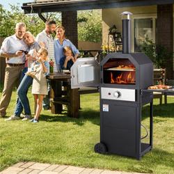 Vicluke Outdoor Portable Propane Gas Pizza Oven w/ Wheels, Foldable Shelf, Handle Steel in Black/Gray | 63 H x 42.5 W x 15 D in | Wayfair