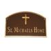 Montague Metal Products Inc. Prestige Arch w/ Rugged Cross Garden Plaque Metal in Yellow/Brown, Size 10.25 H x 15.5 W x 0.32 D in | Wayfair