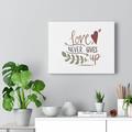 Trinx Love Never Gives Up 1 Corinthians 13 Christian Wall Art Bible Verse Print Ready to Hang Canvas in Black/White | Wayfair