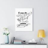 Trinx I Can Do White Philippians 4:13 Christian Wall Art Bible Verse Print Ready to Hang Canvas in Black/White | 14 H x 11 W x 1.25 D in | Wayfair
