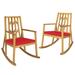 Foundry Select Set Of 2 Outdoor Acacia Wood Rocking Chair Wooden Patio Rocker W/Cushion in Red | 41 H x 28.5 W x 38 D in | Wayfair