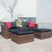 Latitude Run® 5 Pieces Outdoor Patio Wicker Sofa Set Rattan Synthetic Wicker/All - Weather Wicker/Wicker/Rattan in Black/Brown | Wayfair