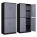 Inbox Zero 71 Inch Outside Handle Lock File Cabinet Garage Storage Cabinet Stainless Steel/Metal in Gray/Black | 71 H x 32 W x 15.7 D in | Wayfair