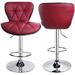 Ivy Bronx Anjolee Swivel Adjustable Height Bar Stool Upholste/Leather/Metal/Faux leather in Red | 17 W x 15.35 D in | Wayfair
