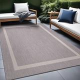 Beverly Rug Modern Bordered Indoor Outdoor Rug, Outside Carpet for Patio, Deck, Porch