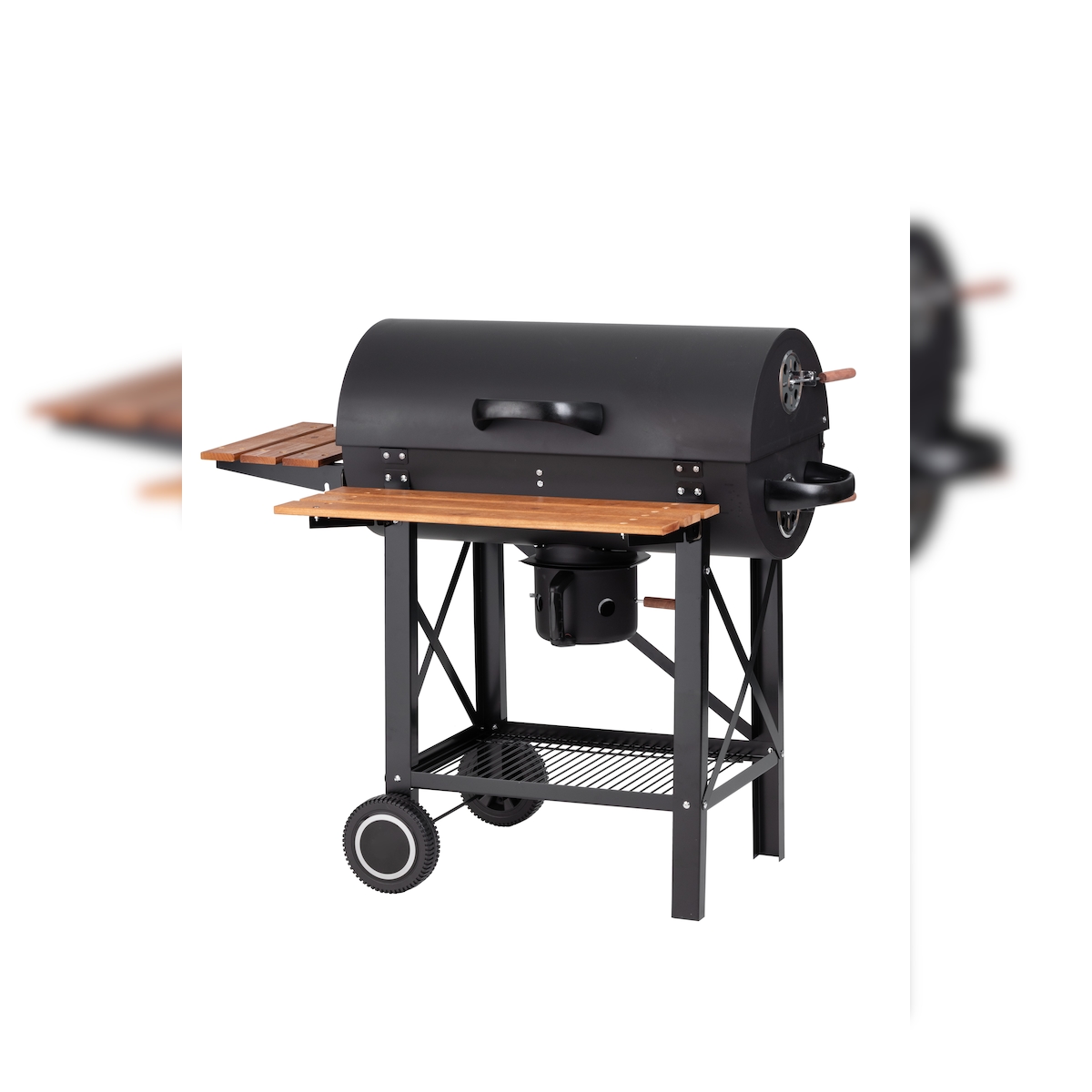 Tarrington House Holzkohlegrill Louisiana, Grillfläche 71 x 35 cm, klappbare Seitenablagen, fahrbar, Stahl/Holz, schwarz Image