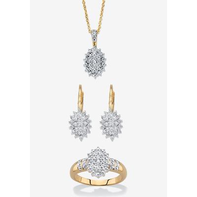 Women's Gold Plated Genuine Diamond Jewelry Set by PalmBeach Jewelry in Diamond (Size 10)