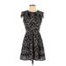 City Triangles Casual Dress - A-Line: Black Houndstooth Dresses - Women's Size Small