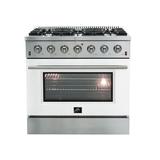 Forno Galiano 36" 5.36 cu. ft. Freestanding Duel Fuel Convection Oven in White | 38 H x 36 W x 28 D in | Wayfair FFSGS6244-36WHT