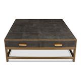 Sarreid Ltd Shagreen Gideon 4 Legs Coffee Table w/ Storage Leather/Wood in Gray | 17 H x 48 W x 48 D in | Wayfair 53552-1