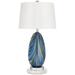 Possini Euro Pablo 27" Blue Glass Lamp with White Marble Riser