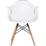 Corrigan Studio® Clear Seat Eiffel Wood Leg Dining Arm Chair Plastic/Acrylic in Brown | 31.25 H x 24 W x 23 D in | Wayfair