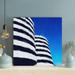 Latitude Run® Black & White Striped Textile - 1 Piece Rectangle Graphic Art Print On Wrapped Canvas in Black/Blue | 12 H x 12 W x 2 D in | Wayfair