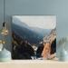 Loon Peak® Trees On Mountains In The Autumn - 1 Piece Square Graphic Art Print On Wrapped Canvas in Blue | 12 H x 12 W x 2 D in | Wayfair