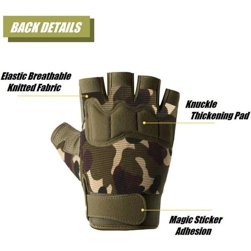 Ilovemilan - Taktische fingerlose Handschuhe Leichte Outdoor-Militärhandschuhe, atmungsaktiv und