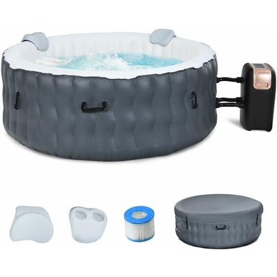Inflatable Hot Tub Spa Portable Heated Round Tub Spa w/ 108 Massage Bubble Jets