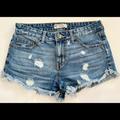 Free People Shorts | Free People Distressed Jean Denim Shorts With Raw Frayed Hem-Size: W26 | Color: Blue | Size: 26