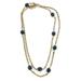 J. Crew Jewelry | J.Crew Long Brass Barrel Beaded Crystal Station Necklace | Color: Blue/Gold | Size: Os