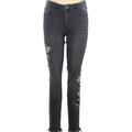 Zara Jeans | Distressed Skinny Jeans With Floral Embroidery | Color: Black | Size: 10