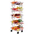 BRIAN & DANY 5 Tier Vegetable Storage Rack, Stretch Fruit Stand with Lockable Casters, Basket Storage for Kitchen, Bathroom, Pantry, Garage, White