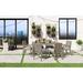 Joss & Main Ojai 7-Piece Outdoor Set, w/ Rectangle Dining Table, 2 Arm Chairs, & 4 Armless Chairs Wood in Brown/Gray/White | 66 W x 36 D in | Wayfair