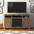 Signature Design by Ashley Esmarelda Solid Wood TV Stand for TVs up to 60" w/ Fireplace Included Wood in Brown/Green | 36 H x 62 W x 20 D in | Wayfair
