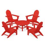 POLYWOOD® Vineyard 5-Piece Adirondack Outdoor Chair Conversation Set Plastic in Red | Wayfair PWS703-1-SR