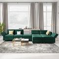Mercer41 3-Piece Symmetrical Modular Sectional Loveseat Upholstered Velvet Storage Apartment 2-Seat Sofa in Green/Blue | Wayfair
