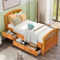 Red Barrel Studio® Twin Platform Storage Bed w/ 6 Drawers Wood in Brown | 43.77 H x 78.97 W x 42.2 D in | Wayfair 3519CEBBB0014644BA306870D804567C