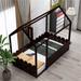 Harper Orchard Solid Wood House Twin Canopy Bed w/ Fence Wood in Brown | 70.8 H x 78.7 W x 42.5 D in | Wayfair 22C1BC0D4226431F9AFBD61EE2224F3B