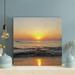 Rosecliff Heights Sea Waves Crashing On Shore During Sunset 9 - 1 Piece Square Graphic Art Print On Wrapped Canvas in Gray/Orange | Wayfair