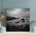 Highland Dunes Grayscale Photo Of Rocky Shore 4 - 1 Piece Square Graphic Art Print On Wrapped Canvas in Black/Gray | 12 H x 12 W x 2 D in | Wayfair