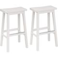 Red Barrel Studio® Solid Wood Saddle-Seat Kitchen Counter Barstool - Set Of 2, 29-Inch Height Wood in White | 29.2 H x 13.6 W x 17 D in | Wayfair