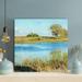 Highland Dunes Green Grass Near Body Of Water During Daytime 2 - 1 Piece Square Graphic Art Print On Wrapped Canvas in Blue/Brown | Wayfair