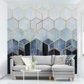 Papier peint intissé - Golden Hexagons Blue White - Mural Carré Dimension HxL: 192cm x 192cm