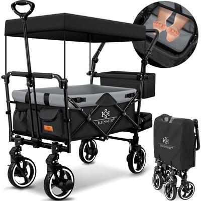 Bollerwagen Faltbar GTS-9100 mit Dach Handwagen Transportwagen klappbar inkl. 2x 3-Punkt Gurtsystem Image
