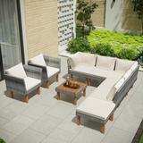 9 Piece Outdoor Patio Garden Wicker Sofa Set with Removable Cushions